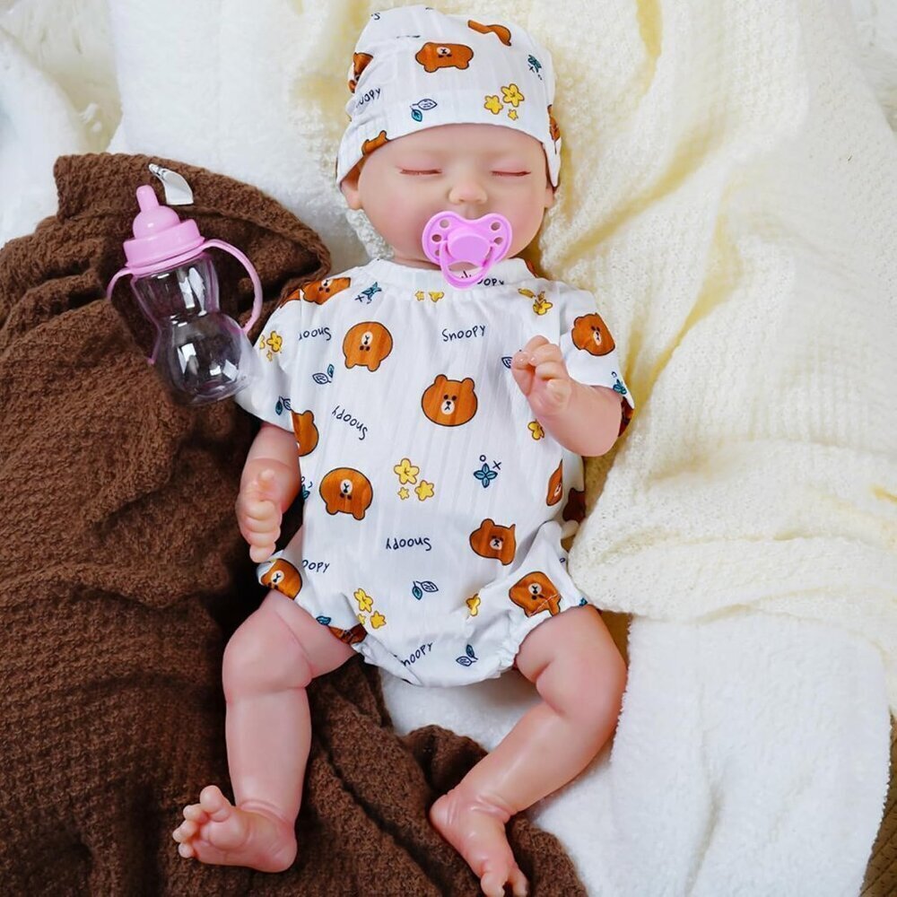 🆕 Hitish Reborn Baby Doll White Sleeping Silicone Full Body Soft Vinyl Toy Kids